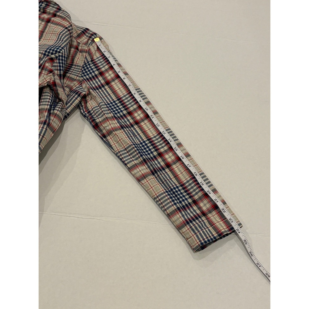 Tommy Hilfiger Womens Plaid Belted Blazer Red White Blue Double Breasted Medium - Picture 6 of 6